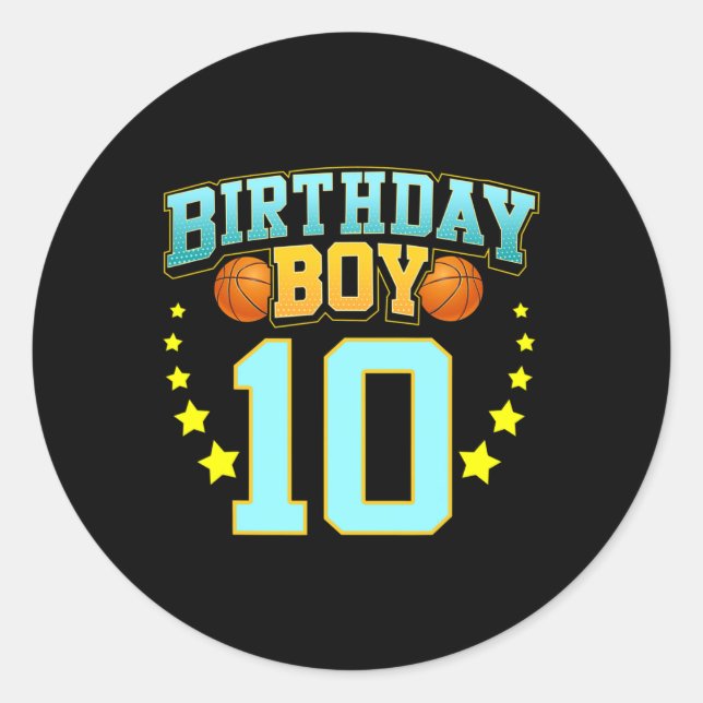 Sticker Rond Joueur de basket 10 ans 10e fête d'anniversaire (Devant)