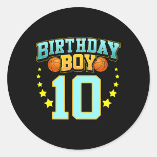 Sticker Rond Joueur de basket 10 ans 10e fête d'anniversaire