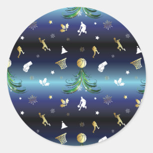 Sticker Rond Joueur de basket Arbre de Noël