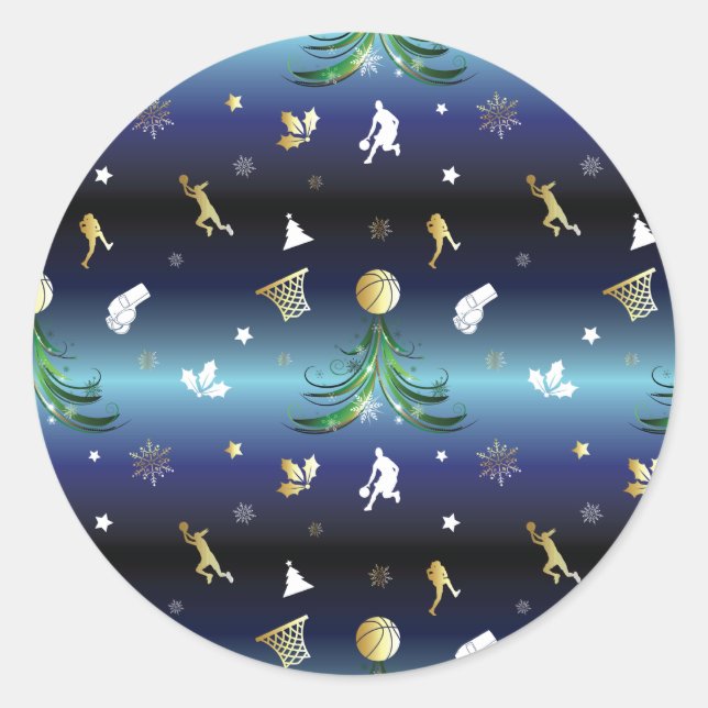Sticker Rond Joueur de basket Arbre de Noël (Devant)
