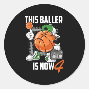 Sticker Rond Joueur de basket-ball 4 Ans Fundy 4 Ans