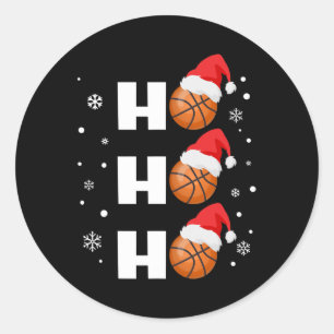Sticker Rond Joueur de basket-ball de Noël amusant Ho Ho Ho Spo