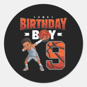 Sticker Rond Joueur de basket-ball en basketball 9 ans Garçon 9