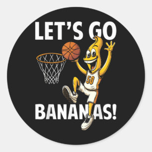 Sticker Rond Joueur de basket-ball Lets Go Bananas avec des ban
