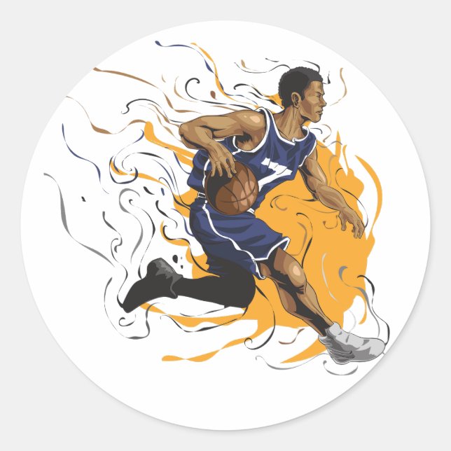 Sticker Rond Joueur de basket-ball no 7 (Devant)