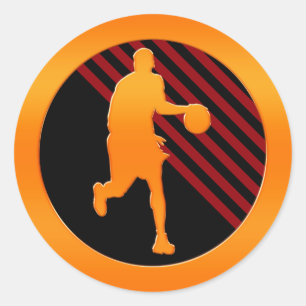 Sticker Rond Joueur de basket d'or