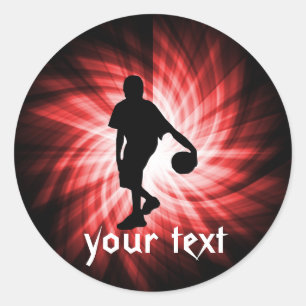 Sticker Rond Joueur De Basket; Rouge