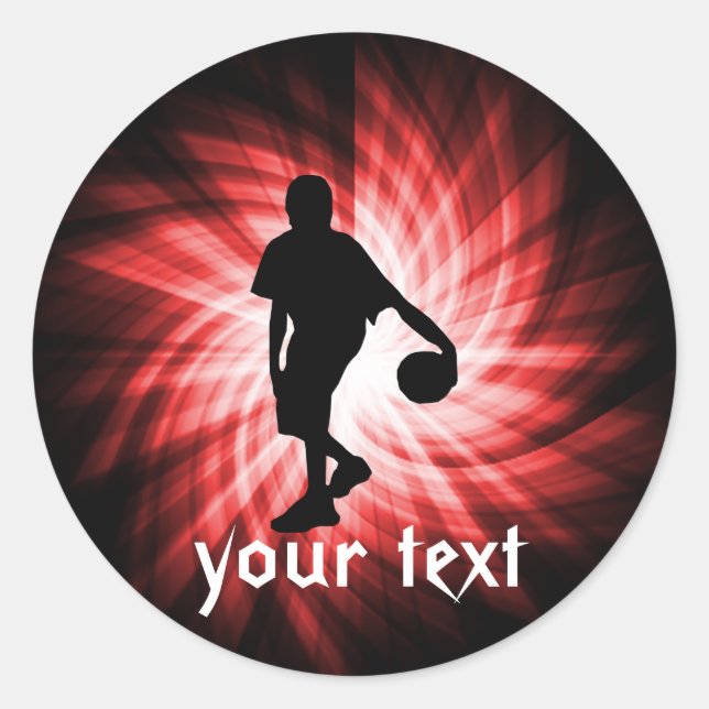 Sticker Rond Joueur De Basket; Rouge (Devant)