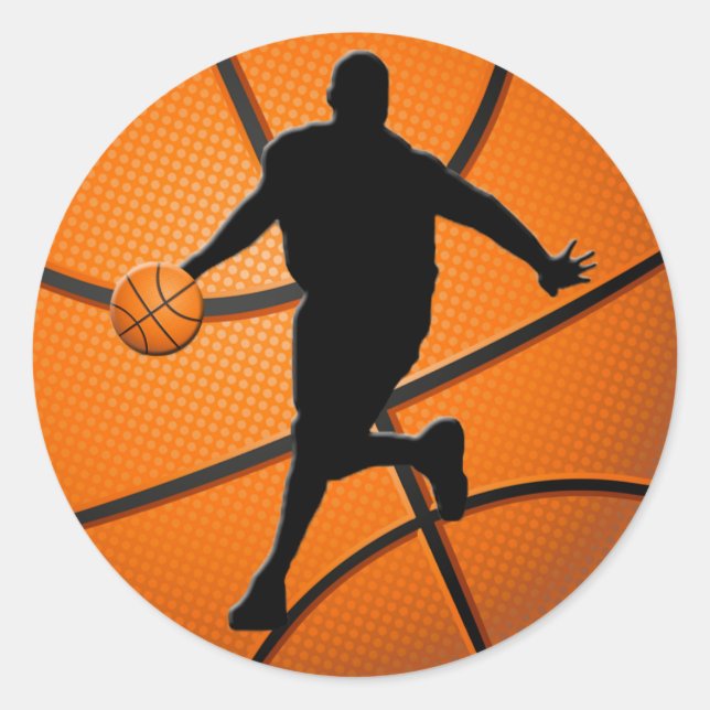 STICKER ROND JOUEUR DE BASKETBALL (Devant)