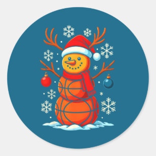 Sticker Rond Joueur de basketball en bonhomme de neige Sport Pè