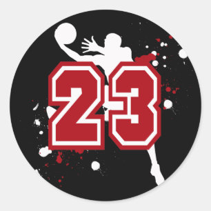 STICKER ROND JOUEUR DE BASKETBALL NUMÉRO 23