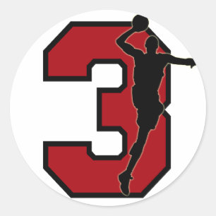 STICKER ROND JOUEUR DE BASKETBALL NUMÉRO 3