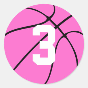 Sticker Rond Joueur de basketball rose Numéro de Jersey ou init