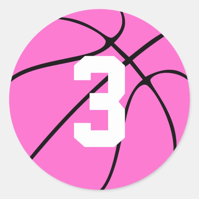 Sticker Rond Joueur de basketball rose Numéro de Jersey ou init (Devant)