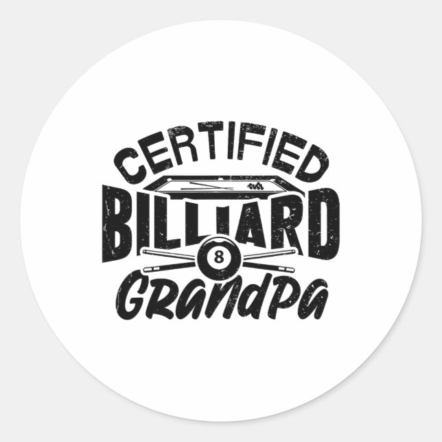 Sticker Rond Joueur de billard Billard Billard Grandpa Billard  (Devant)