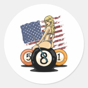 Sticker Rond Joueur de billard de 8 balles Joueur de billard de