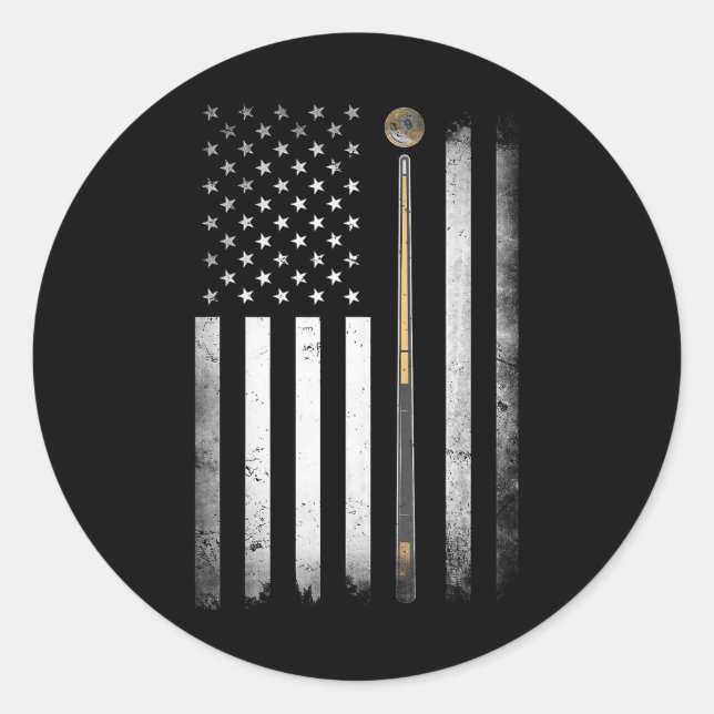 Sticker Rond Joueur de billard Table États-Unis drapeau américa (Devant)