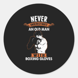 Sticker Rond Joueur de boxe Fan Boxeur Comt Sports Kickboxing A