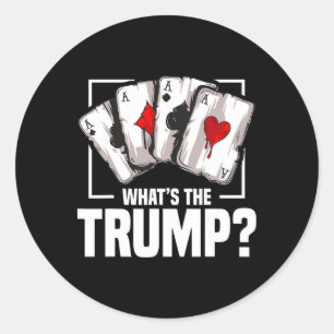 Sticker Rond Joueur de Bridge Reine Jeu de Cartes Amateur Trump