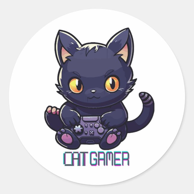 Sticker Rond Joueur de chat (Devant)