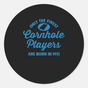 Sticker Rond Joueur de Cornhole de 74 ans 1951 74e anniversaire