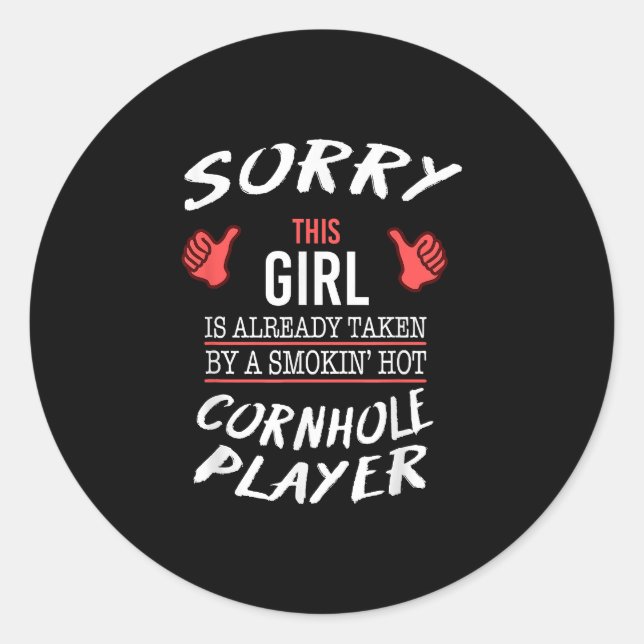 Sticker Rond Joueur de Cornhole Hot amusant (Devant)