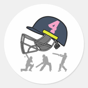 Sticker Rond Joueur de cricket garçons enfants 4 ans fete 4e an