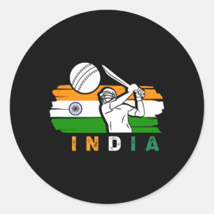 Sticker Rond Joueur de cricket indien Équipe Fans de cricket In