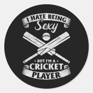 Sticker Rond Joueur de cricket - Je déteste être Y mais je suis