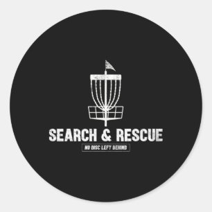 Sticker Rond Joueur de disc golf drôle humour recherche et sauv