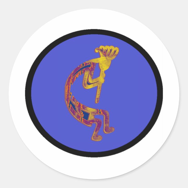 STICKER ROND JOUEUR DE FLUTE KOKOPELLI (Devant)