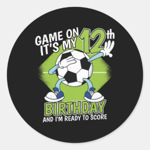 Sticker Rond Joueur de football 12 ans garçon 12e anniversaire