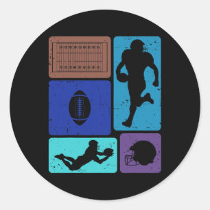 Sticker Rond Joueur de football américain drôle de terrain de j