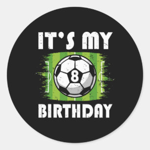 Sticker Rond Joueur de football de 8 ans Garçon d'anniversaire