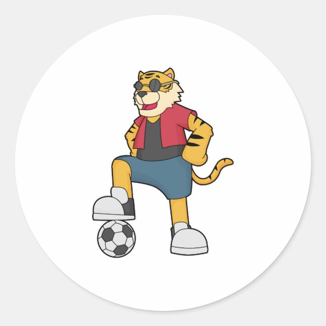 Sticker Rond Joueur de football de Tiger (Devant)