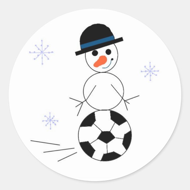 Sticker Rond Joueur de football en bonhomme de neige (Devant)