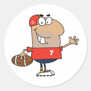 Sticker Rond Joueur de football en dessin