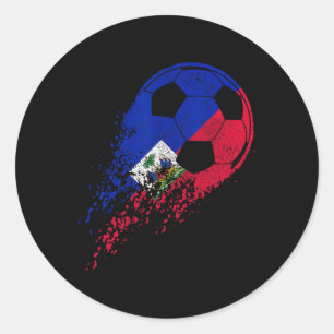 Sticker Rond Joueur de football haïtien Fierté du drapeau haïti