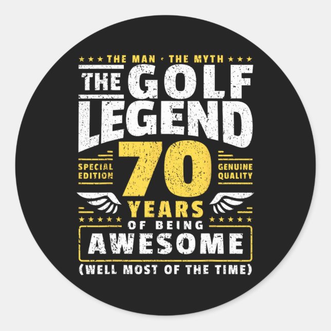 Sticker Rond Joueur de golf 70e anniversaire Golfeur 70 ans (Devant)