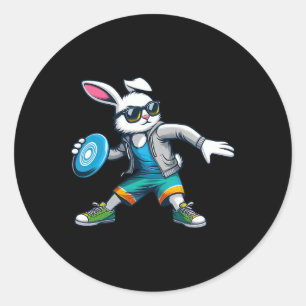 Sticker Rond Joueur de golf à disque drôle Lapin Enfants Femmes
