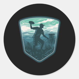 Sticker Rond Joueur de Golf à Disque Golfeur de Frisbee Golf Ré