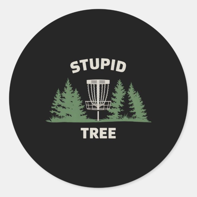 Sticker Rond Joueur de golf disc rigolo Arbre stupide Golf disc (Devant)