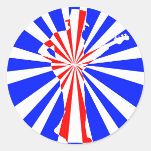 Sticker Rond Joueur de guitare rétro