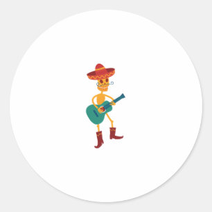 Sticker Rond Joueur de guitare squelette festif