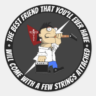 Sticker Rond Joueur de guitare sur la route encore meilleur ami