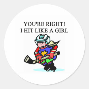 Sticker Rond joueur de hockey féminin