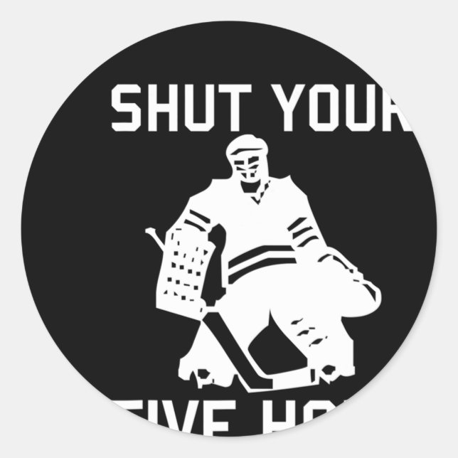 Sticker Rond Joueur de hockey FERMEZ VOTRE Hockey AMOUREUX À CI (Devant)