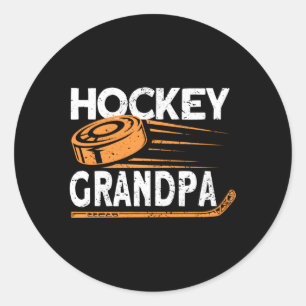 Sticker Rond Joueur de hockey grand-père Hockey sur glace