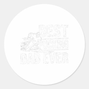 Sticker Rond Joueur de hockey Meilleur papa qui tape au hockey