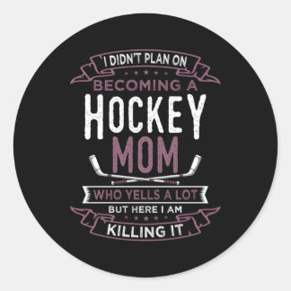 Sticker Rond Joueur De Hockey Mère Sports Fête Des Mères